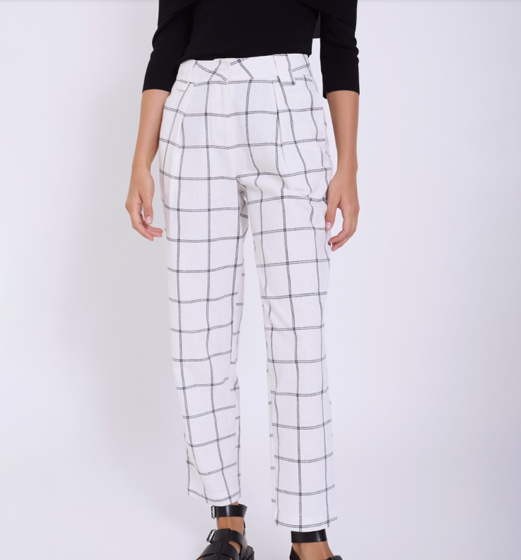 Pantalón Lino Cuadros Bicolor