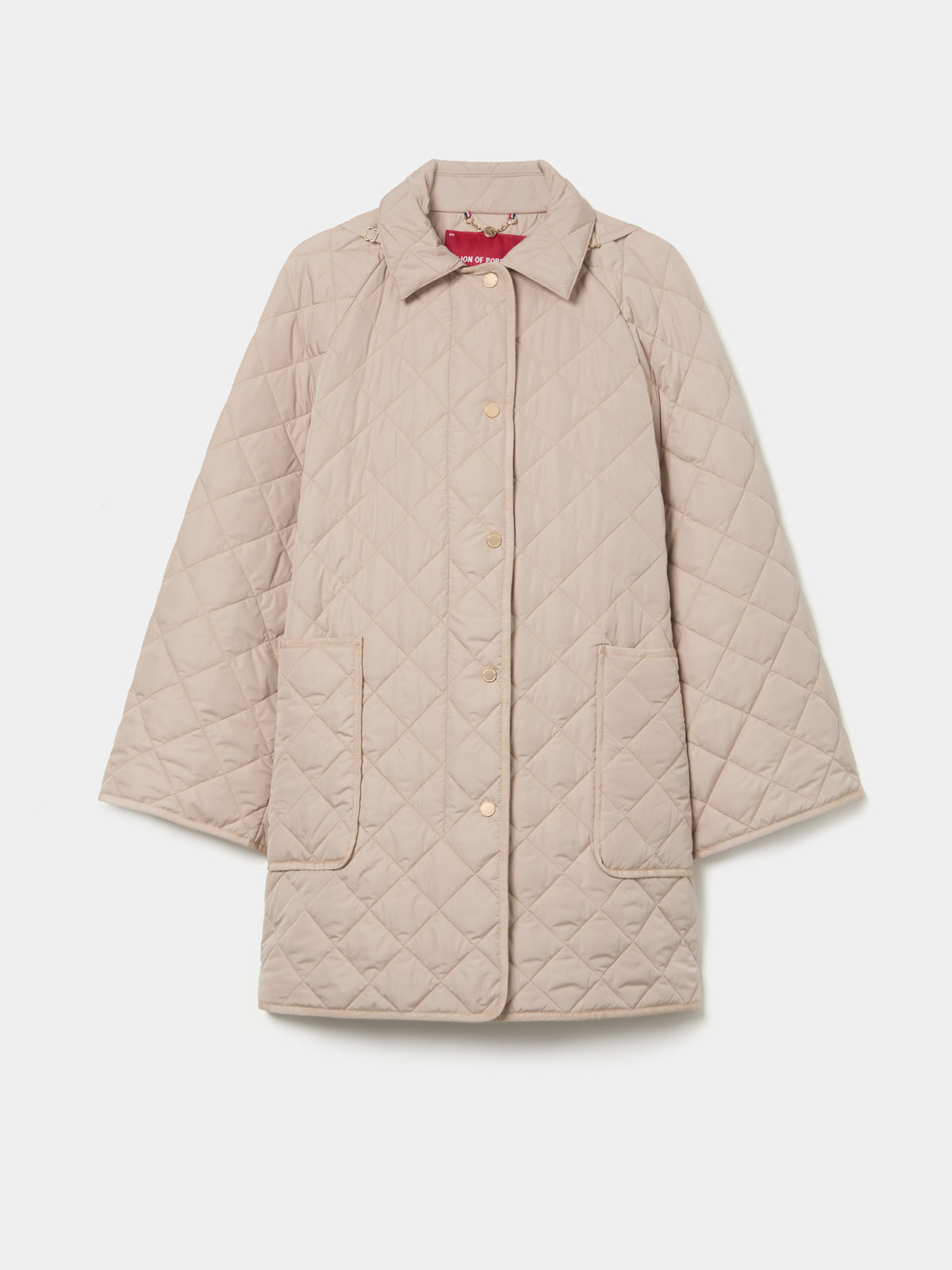 Esta chaqueta acolchada larga de mujer combina un diseño de rombos con un corte holgado, perfecto para llevar sobre tus prendas de punto. 