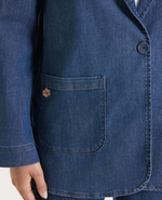 Blazer Oversize Light Denim con Cuello de Solapa