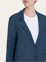 Blazer Oversize Light Denim con Cuello de Solapa