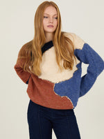 Jersey moderno con bloques de color y textura suave