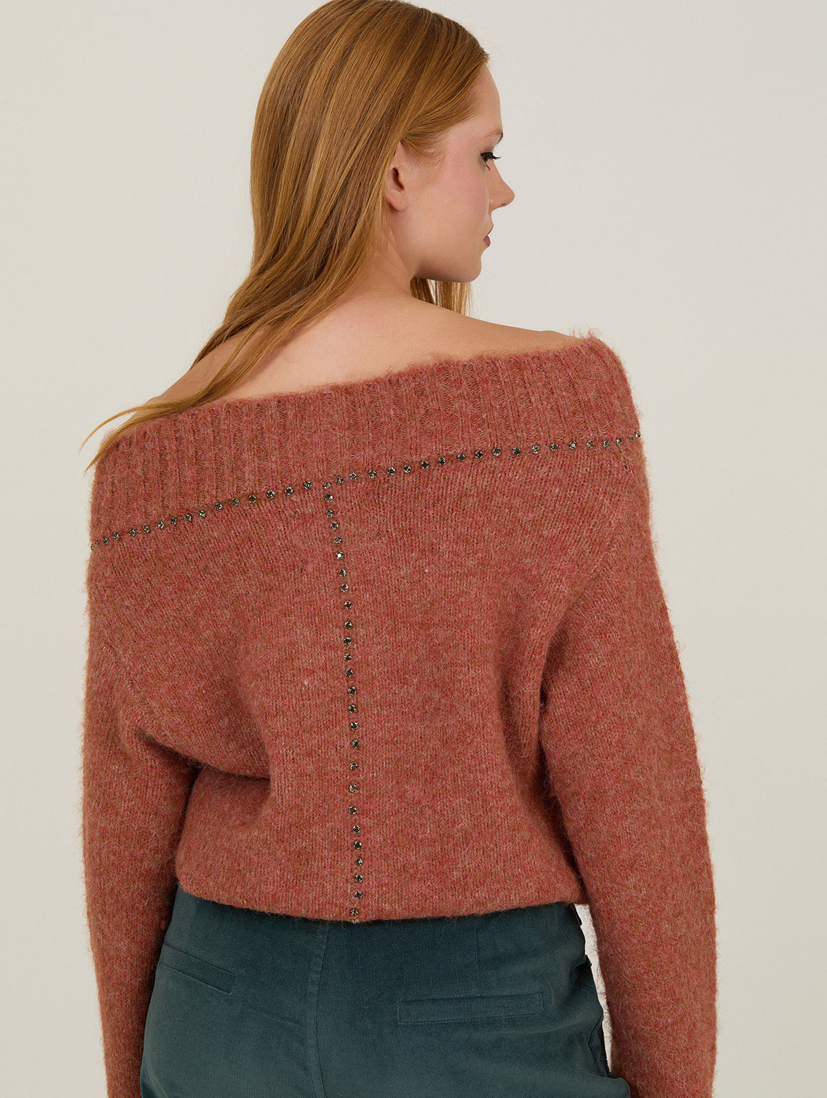 Jersey femenino color teja con detalle brillante