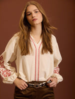 BLUSA ALGODON BORDADOS FLORALES