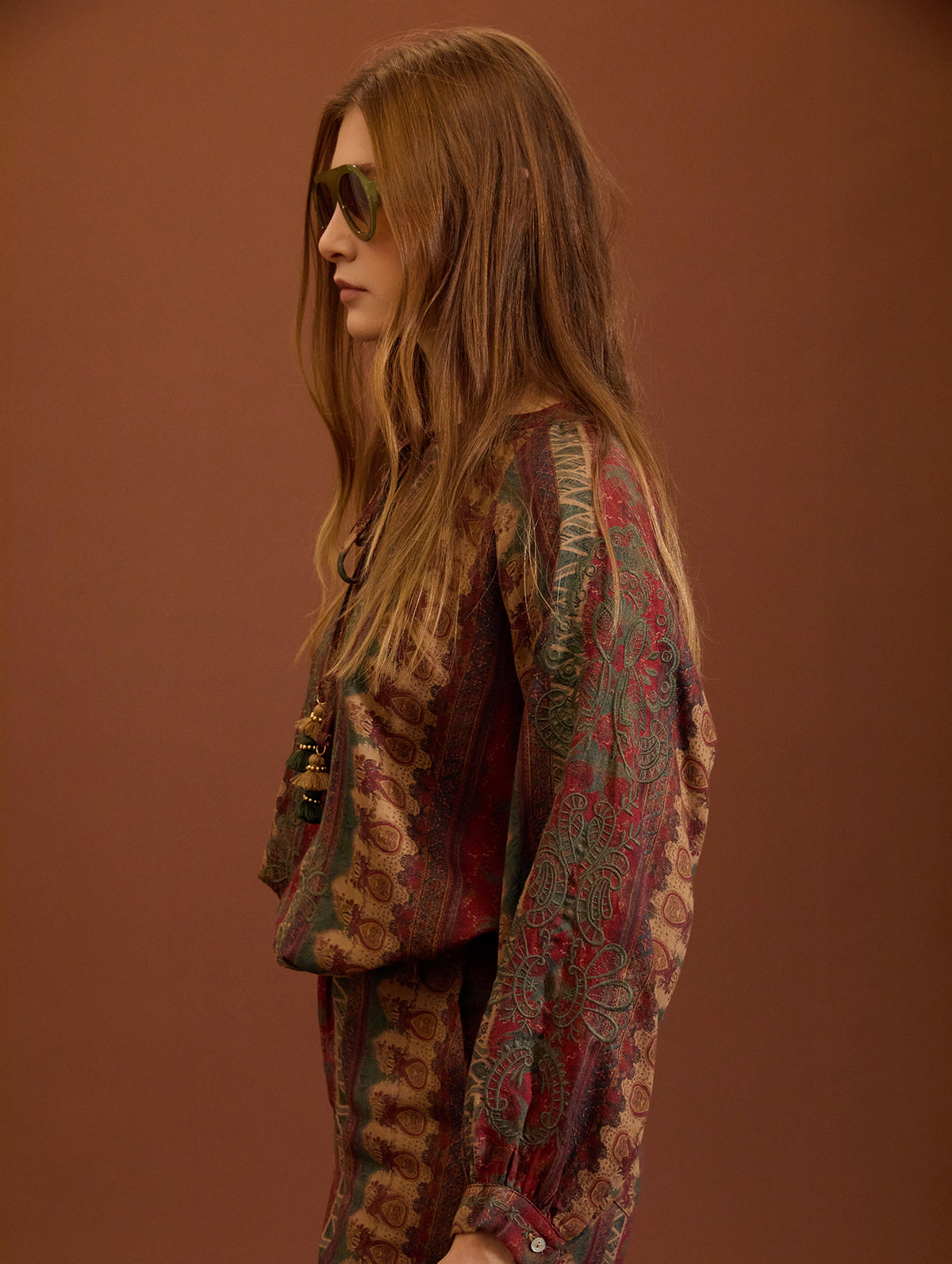 BLUSA ALGODON CON ESTAMPADO ETNICO