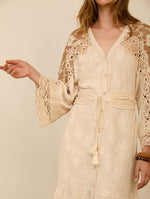 Kaftan-vestido con jacquard floral