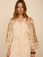 Kaftan-vestido con jacquard floral