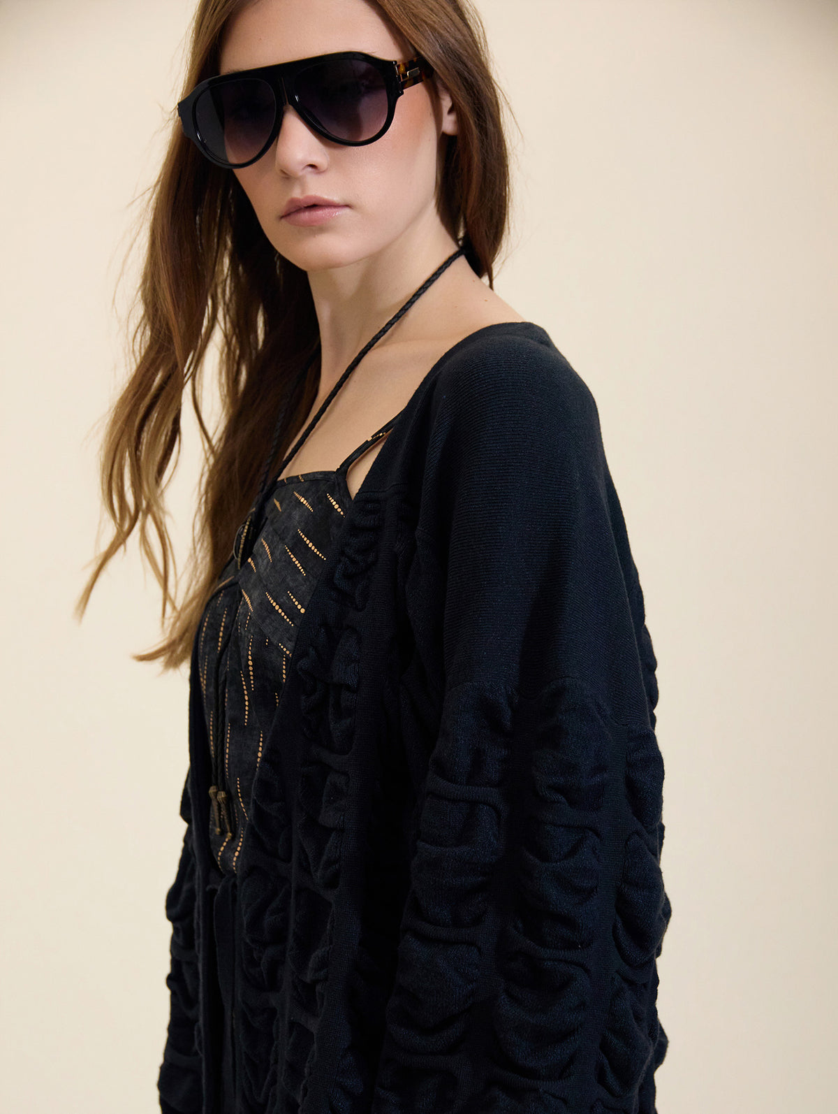 CARDIGAN DE PUNTO EFECTO FRUNCIDO