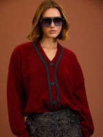 CARDIGAN PUNTO CON VIVO TRENZADO