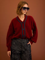 CARDIGAN PUNTO CON VIVO TRENZADO