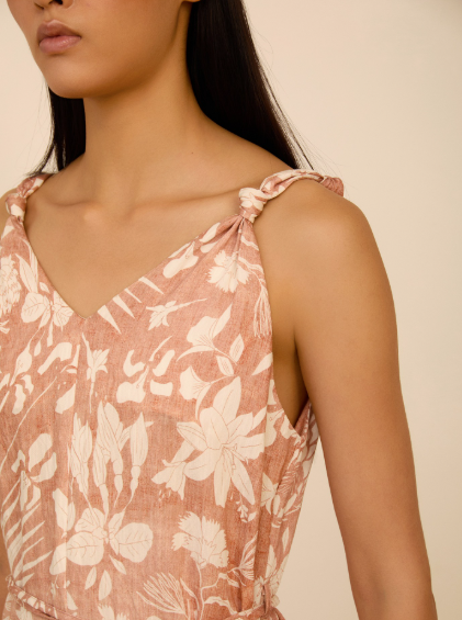 Vestido Midi Estampado con Cinturón