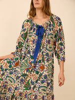 Vestido Largo estampado Algodón Escote Fruncido
