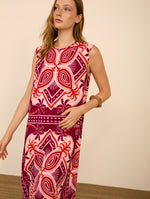 Vestido Midi Plisado Estampado Étnico