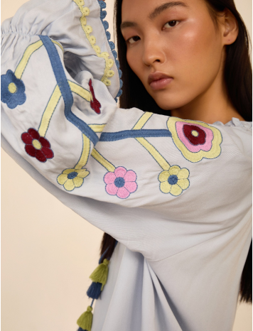 Blusa Con Mangas Bordadas