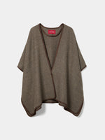 Poncho de Punto con Estampado de Pata de Gallo y Lana