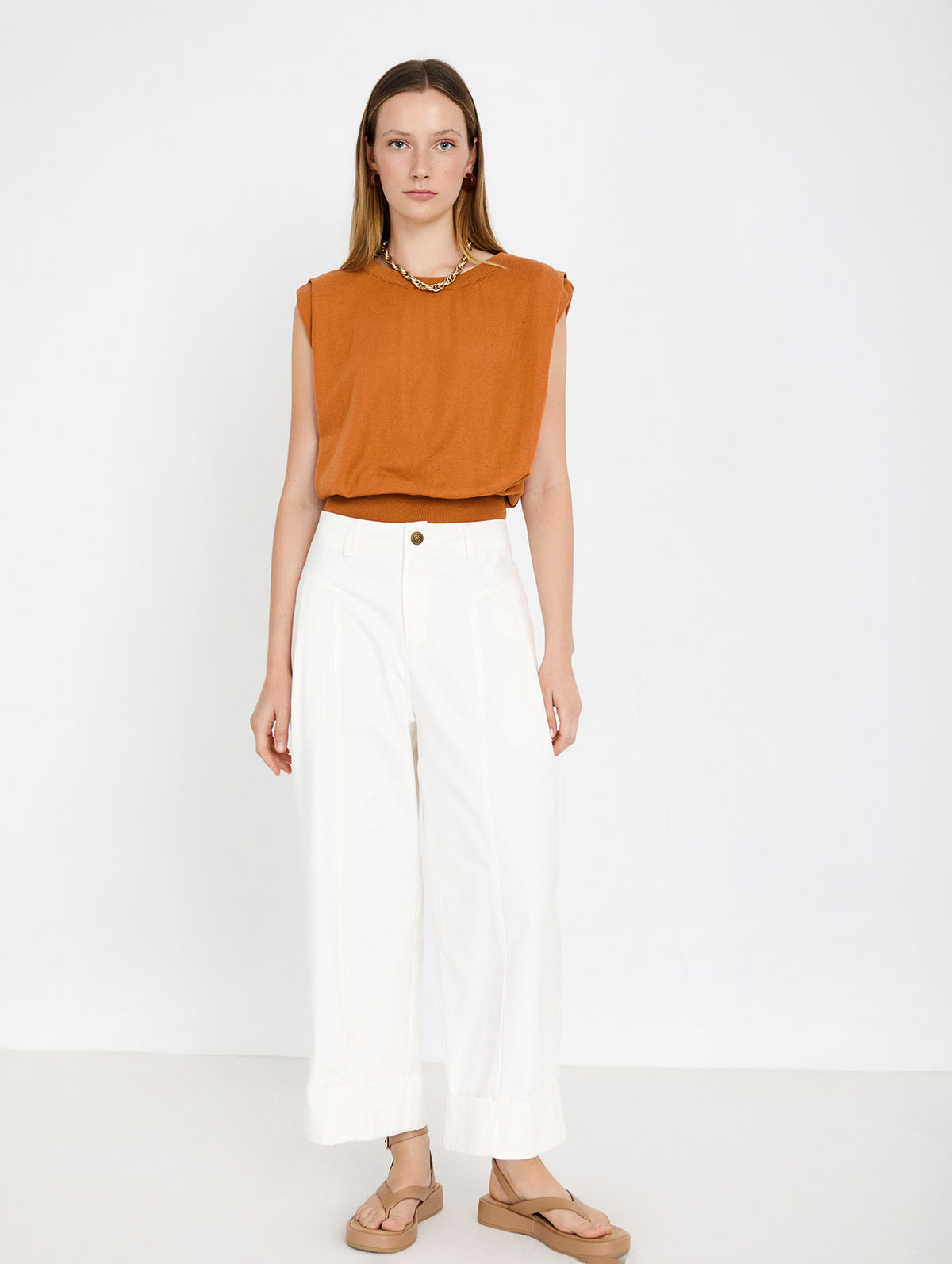 Pantalón Recto Algodón Blanco