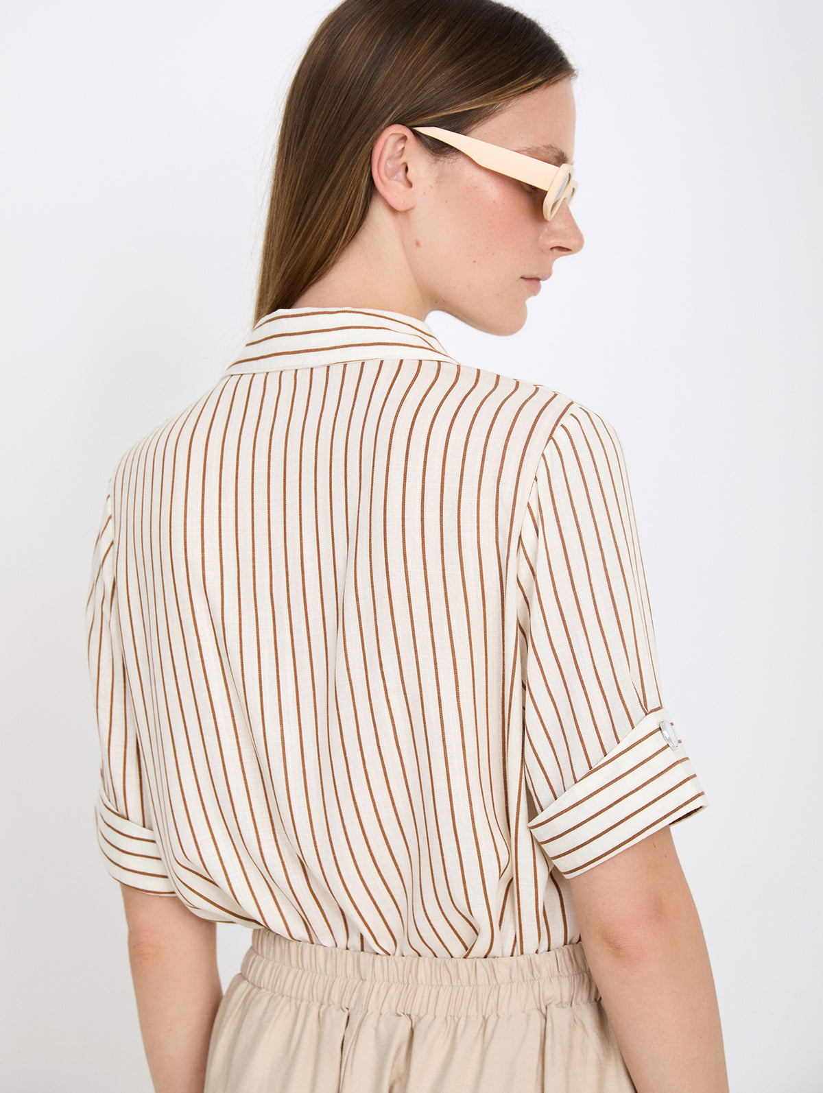Camisa de Viscosa con Estampado de Rayas