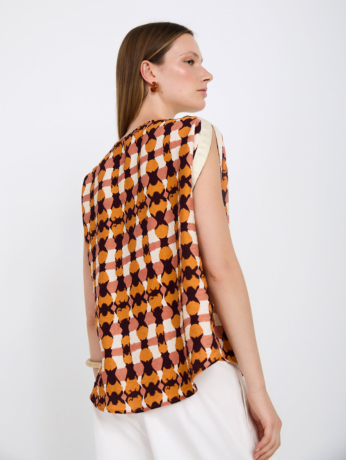 Blusa sin Mangas Tie-dye con Escote Pico