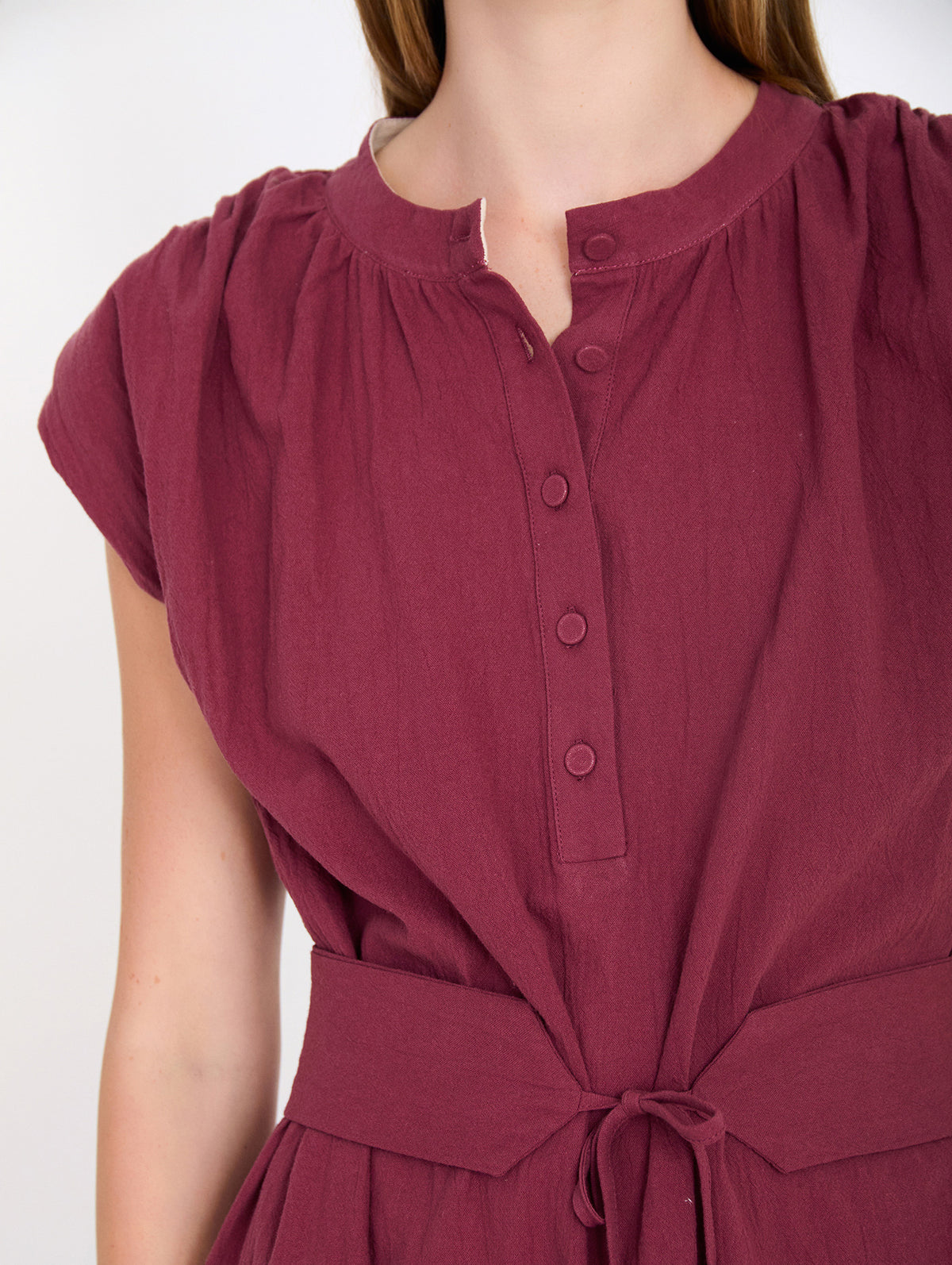Vestido Midi de Algodón con Cinturón Fajín