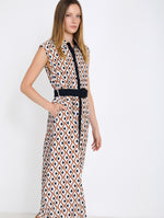 Vestido Camisero Midi Estampado Retro