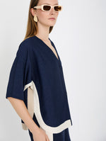 Chaqueta de Punto Fino Metalizado con Escote Pico