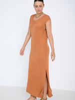 Vestido Largo de Punto con Jacquard de Rombos