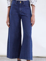 Pantalón Palazzo Denim Textura Jacquard