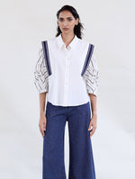 Pantalón Palazzo Denim Textura Jacquard
