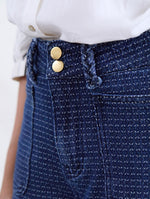 Pantalón Palazzo Denim Textura Jacquard