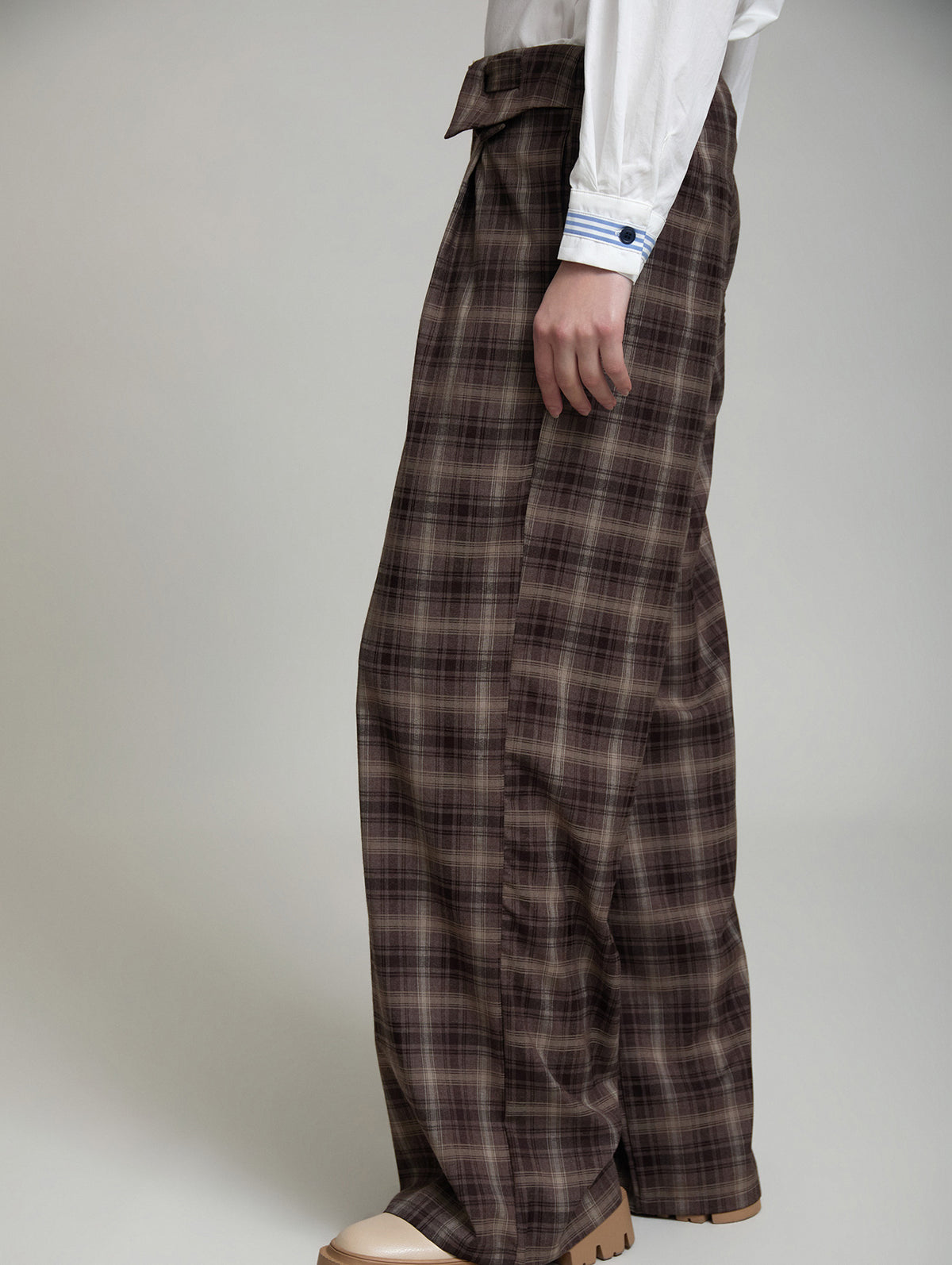 PANTALON FLUIDO CUADROS CON FAJIN EN CINTURA
