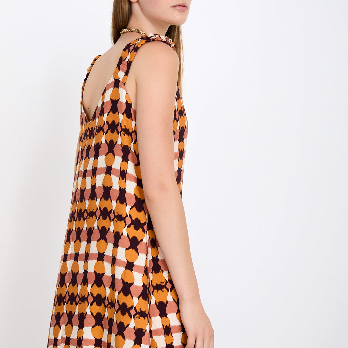 Vestido Midi Fluido Tie-dye con Tirantes Fruncidos