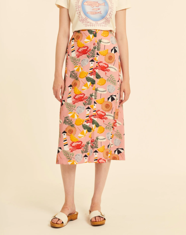 Falda Midi Estampado Marítimo