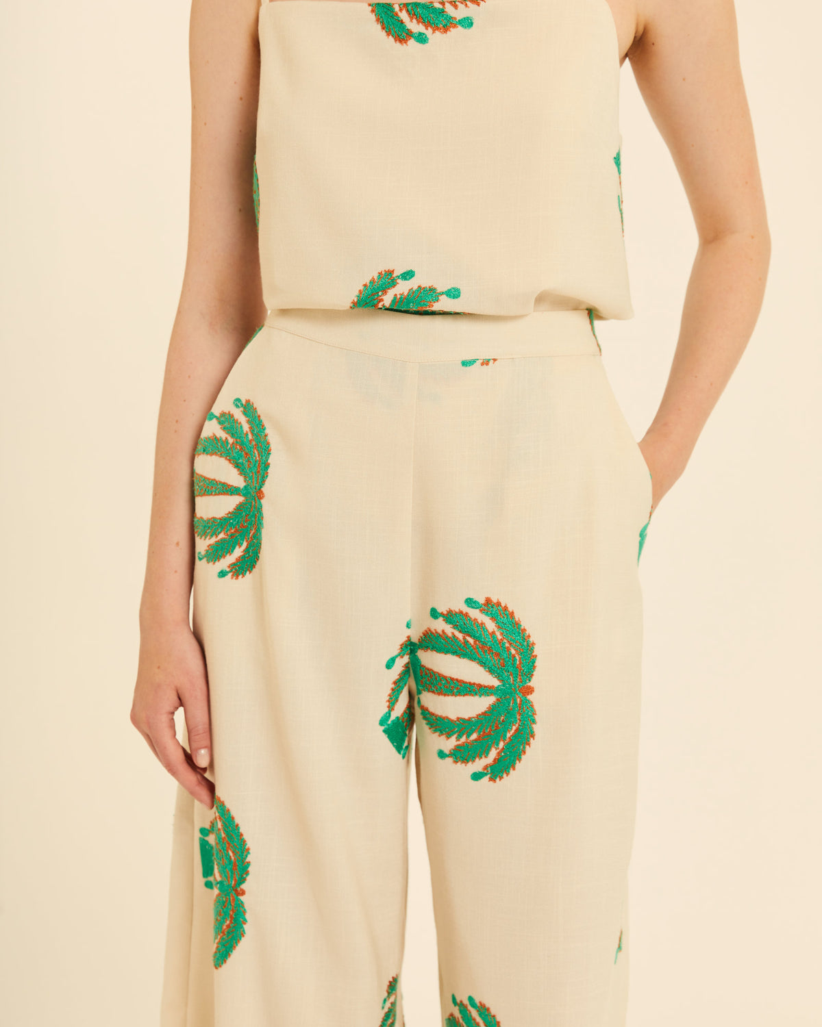 Pantalón Palazo Estampado Palmeras