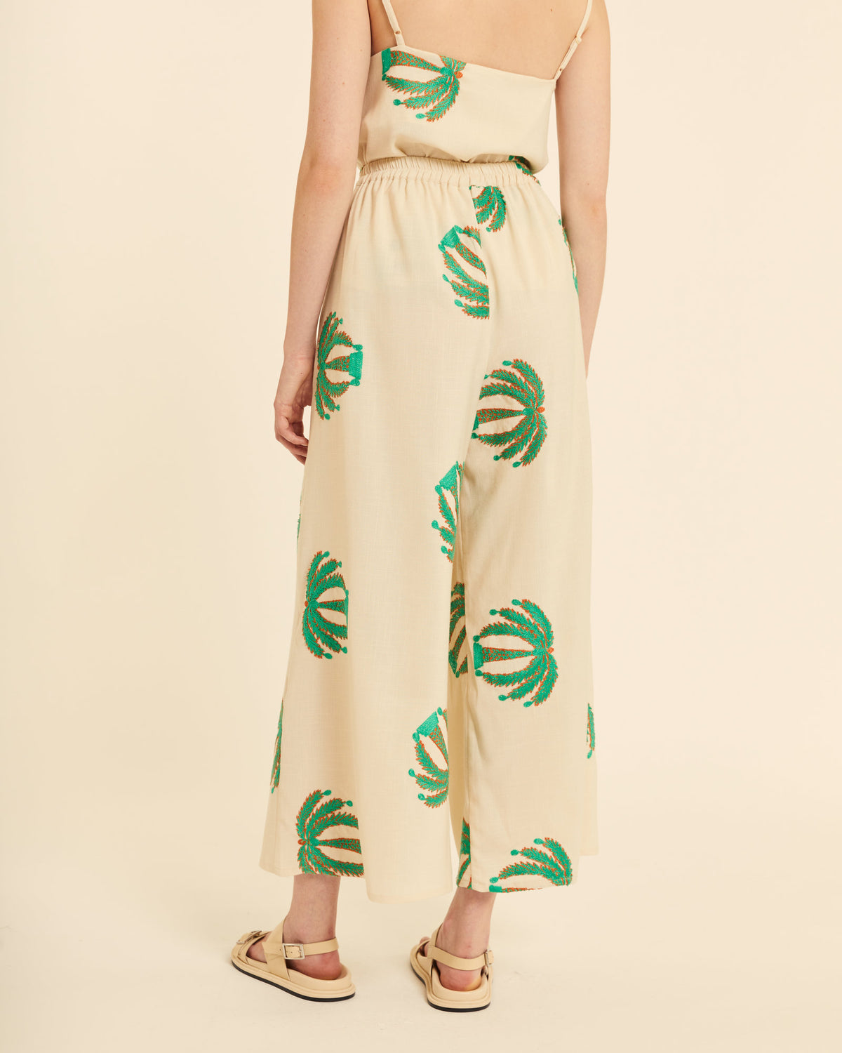 Pantalón Palazo Estampado Palmeras