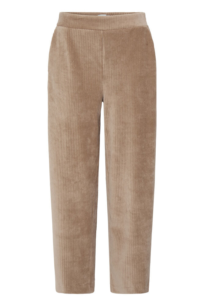 PANTALON PANA BEIGE CON CINTURA ELASTICA