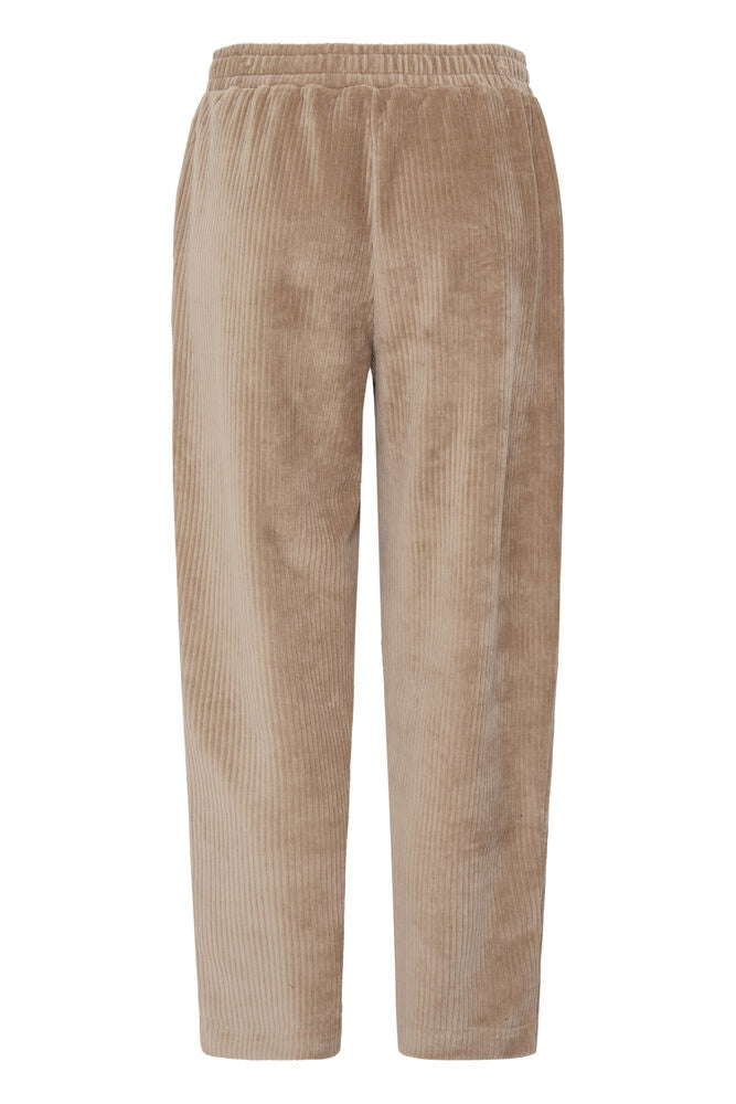 PANTALON PANA BEIGE CON CINTURA ELASTICA