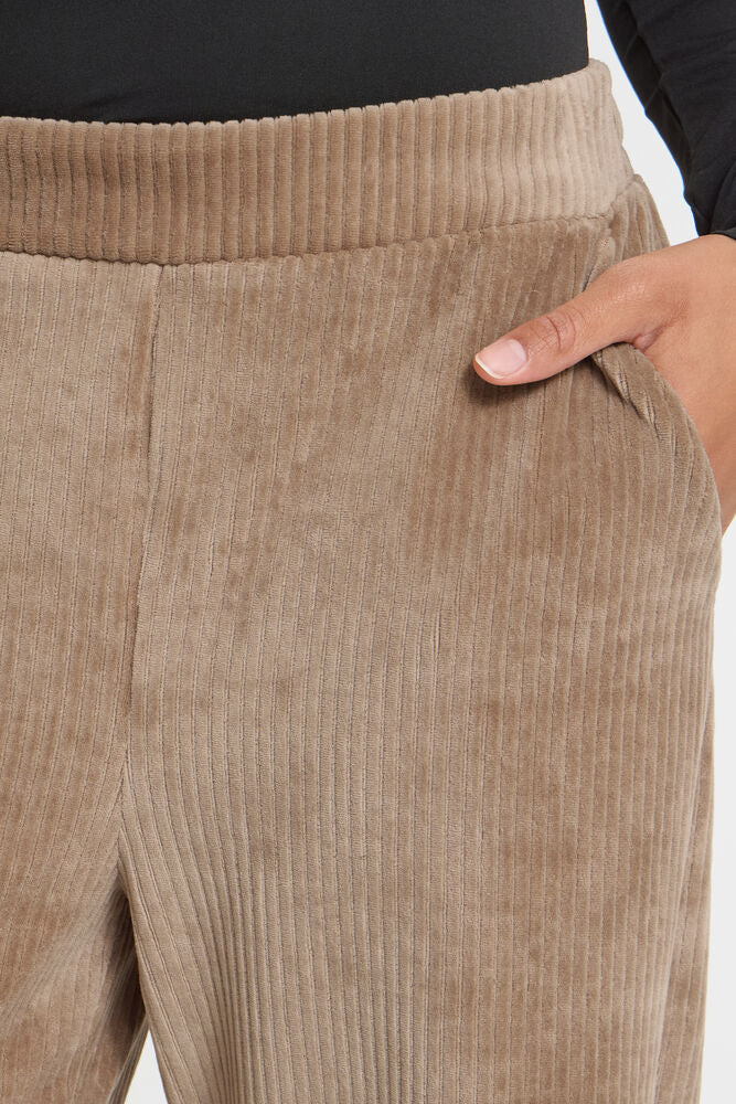 PANTALON PANA BEIGE CON CINTURA ELASTICA