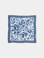 Pañuelo de Algodón y Seda Estampado Azul