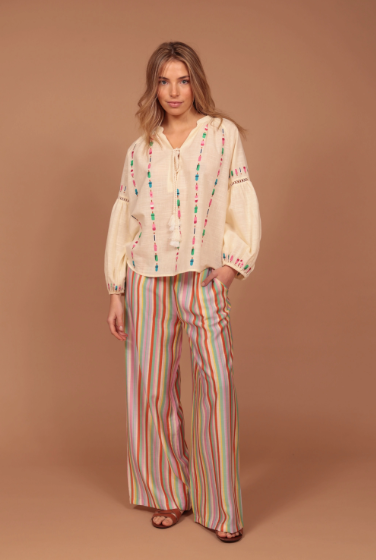 Blusa Bordada Algodón Helados