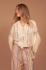 Blusa Bordada Algodón Helados