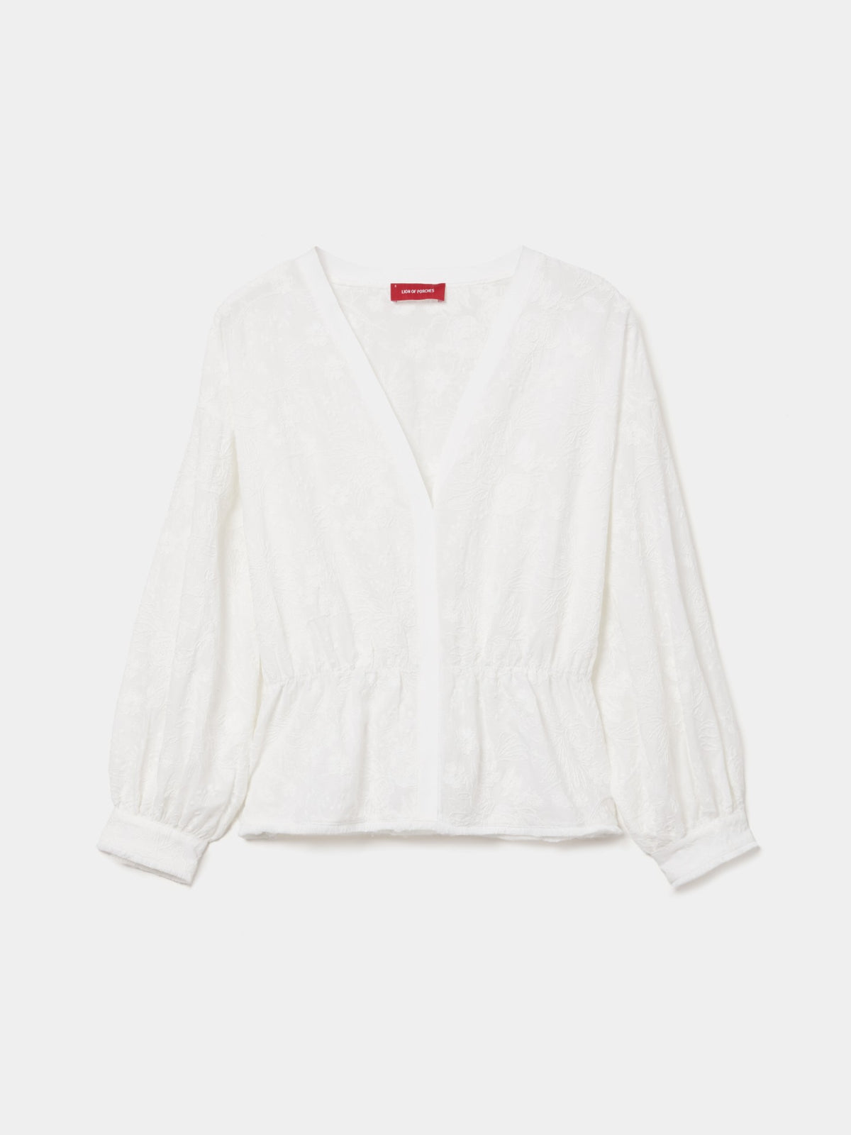 Blusa Algodón con Bordado y Manga Abullonada
