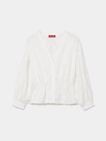 Blusa Algodón con Bordado y Manga Abullonada