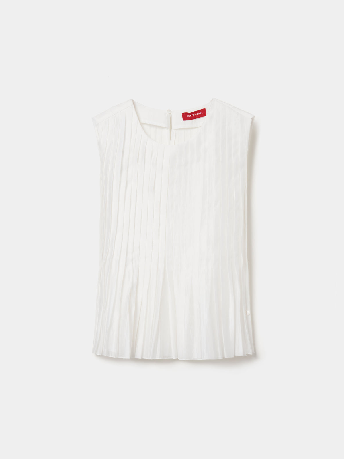 Blusa Plisada sin Mangas de Cuello Redondo