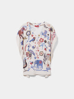 Blusa Poncho con Estampado de Manga Corta