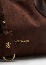 Bolso tote de mujer con efecto ante y detalles en PU tono sobre tono