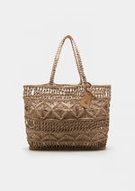 Bolso Hombro de Yute con Estampado Geométrico