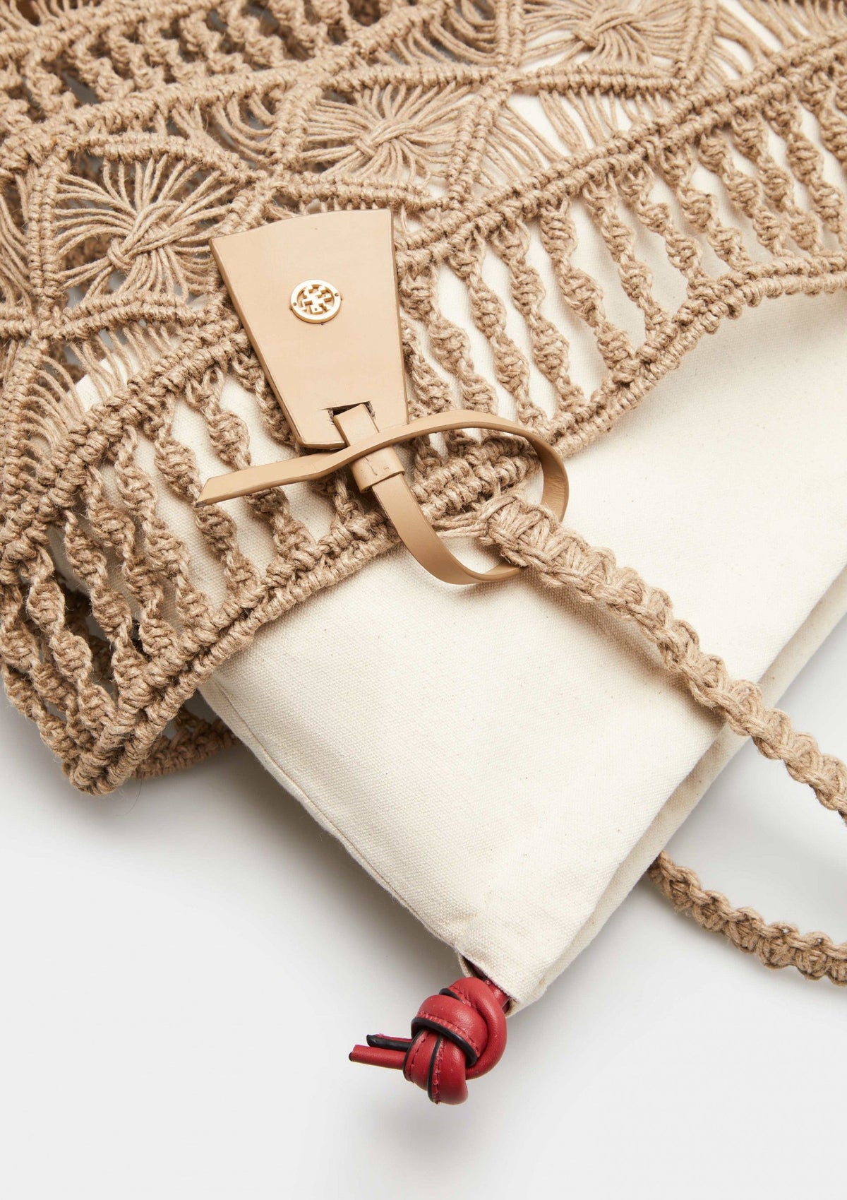 Bolso Hombro de Yute con Estampado Geométrico