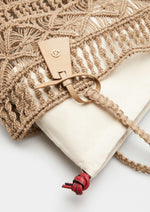 Bolso Hombro de Yute con Estampado Geométrico