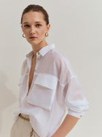 Camisa Fluida con Lyocell con Cuello Pico
