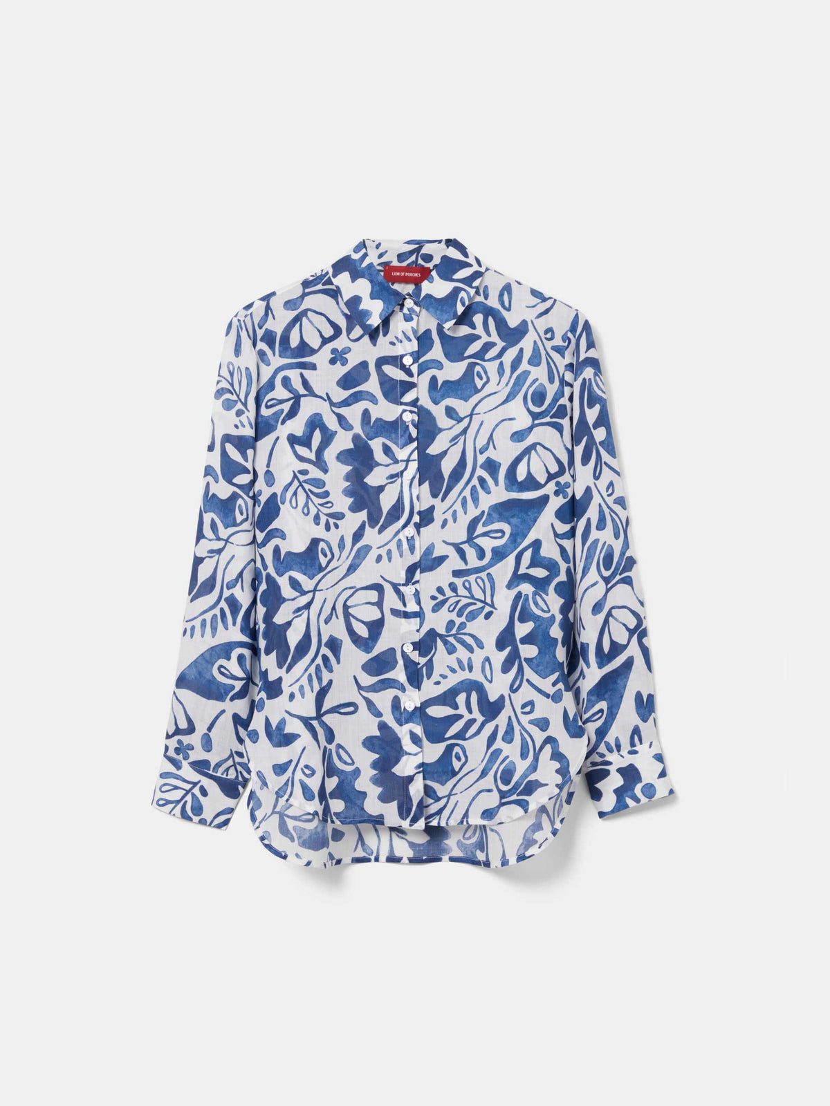 Camisa de ramio con estampado de hojas
