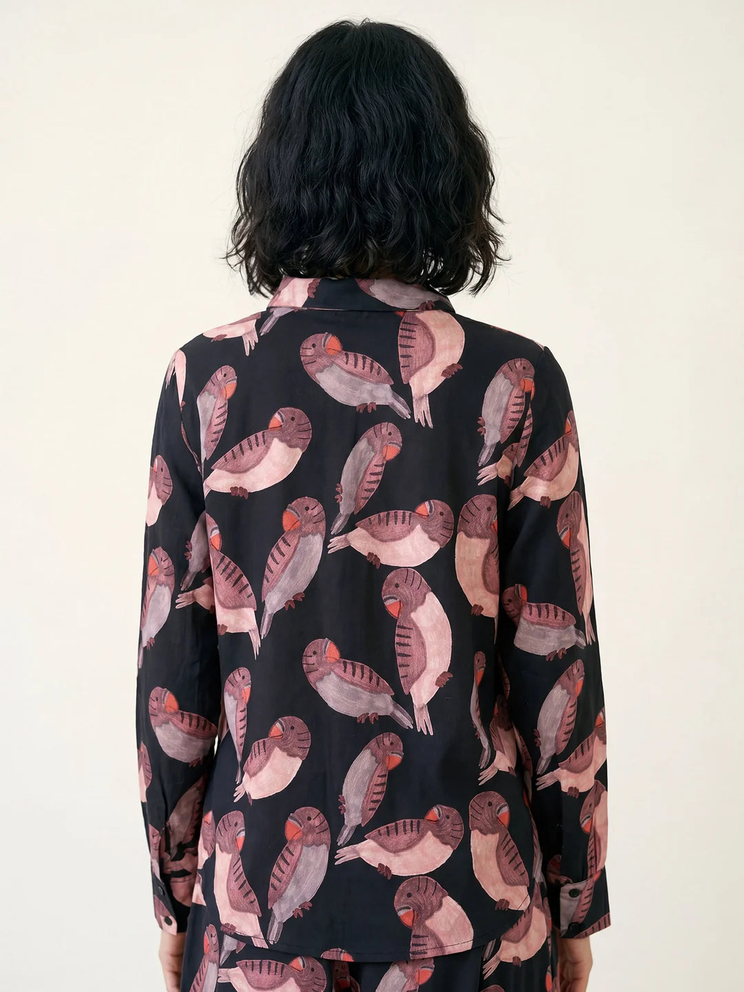 CAMISA ESTAMPADO PAJAROS CON LAZO